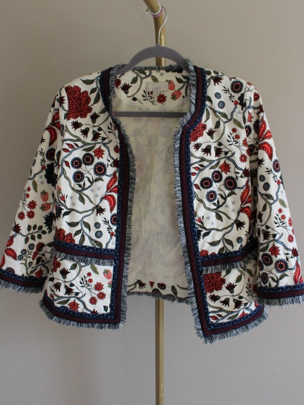 Women's Loft Ann Taylor Embroidered Floral Jacket, Size 2